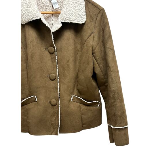 Chico's 1 (US M) Brown Faux Fur Suede Jacket Coat Boho Western Fall Layering - Picture 2 of 7